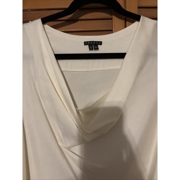 Theory Ivory Size Large Long Sleeve Blouse Preowned - Picture 4 of 6